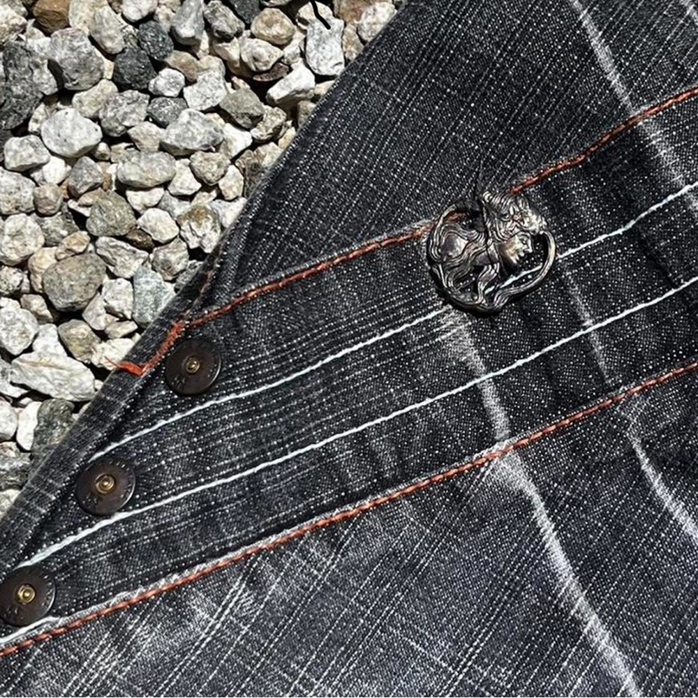 Vintage Affliction Southpole like 5ive elementz grey faded black baggy pants - Picture 4 of 6